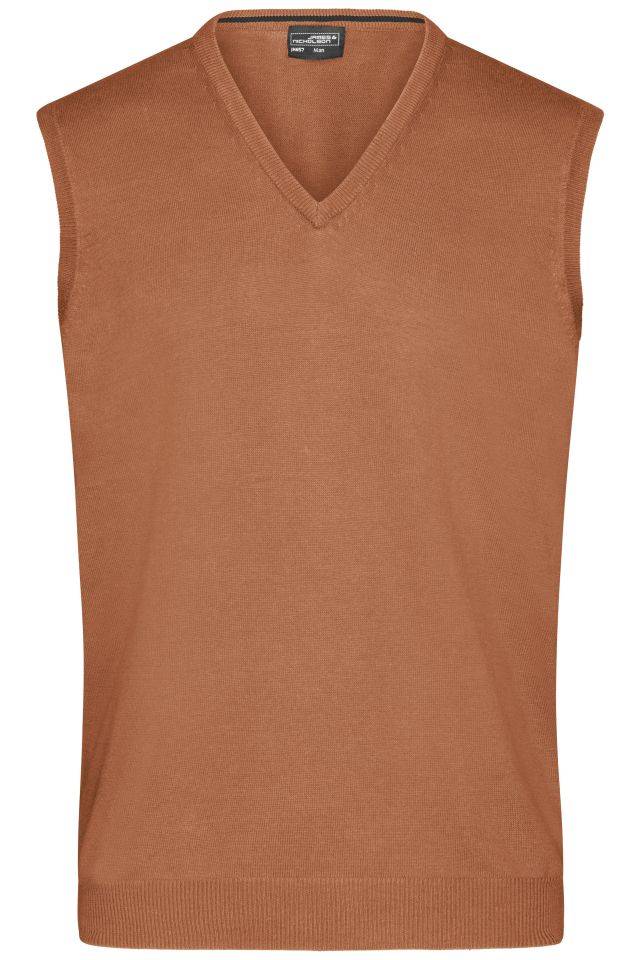 Men's V-Neck Pullunder Klassischer Baumwoll-Pullunder braun, Gr. S