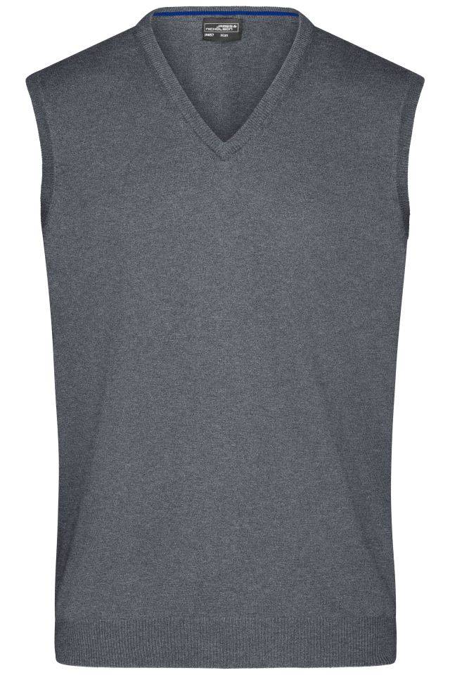 Men's V-Neck Pullunder Klassischer Baumwoll-Pullunder grau, Gr. XL
