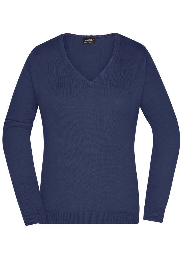 Ladies' V-Neck Pullover Klassischer Baumwoll-Pullover blau, Gr. XXL