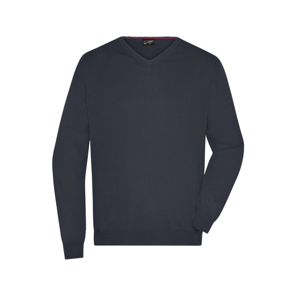 Men's V-Neck Pullover Klassischer Baumwoll-Pullover schwarz, Gr. M