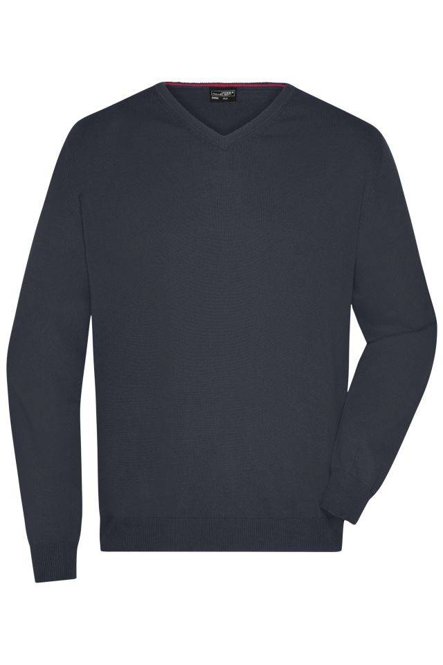 Men's V-Neck Pullover Klassischer Baumwoll-Pullover schwarz, Gr. XXL