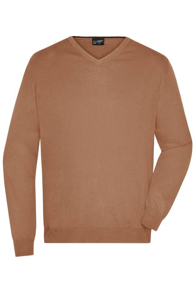 Men's V-Neck Pullover Klassischer Baumwoll-Pullover braun, Gr. 3XL