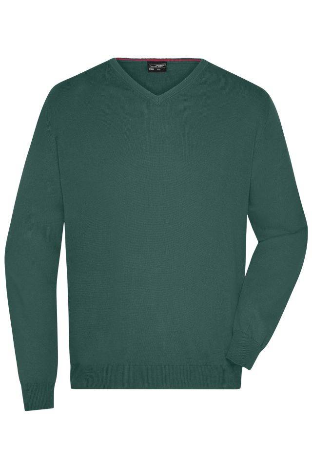 Men's V-Neck Pullover Klassischer Baumwoll-Pullover grün, Gr. S