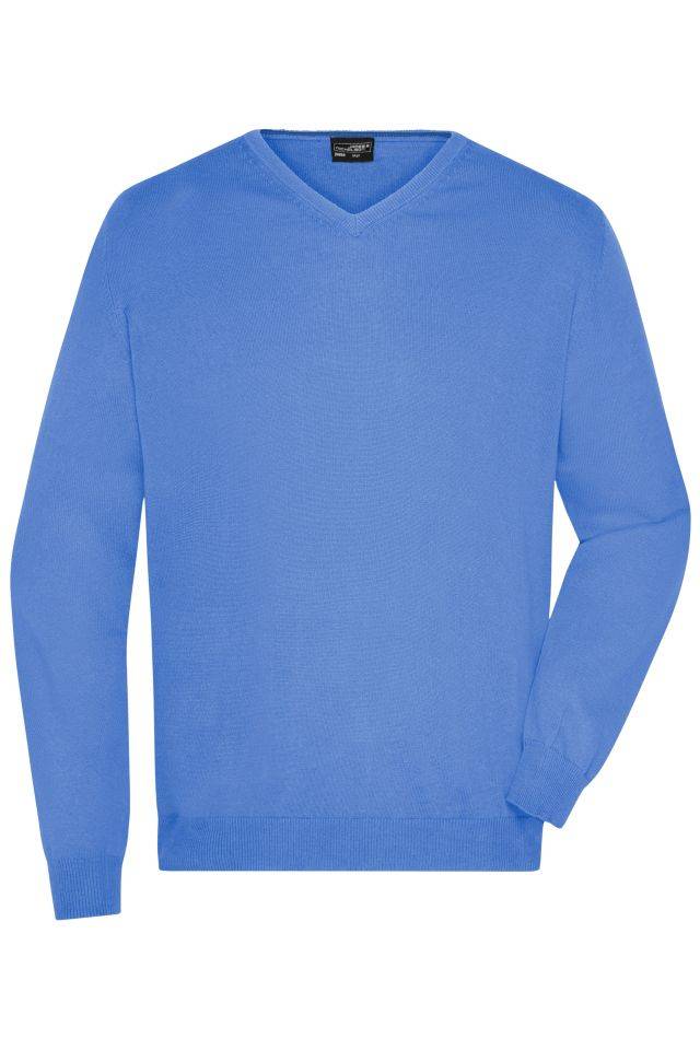 Men's V-Neck Pullover Klassischer Baumwoll-Pullover blau, Gr. S