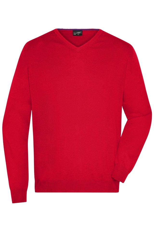 Men's V-Neck Pullover Klassischer Baumwoll-Pullover rot, Gr. S