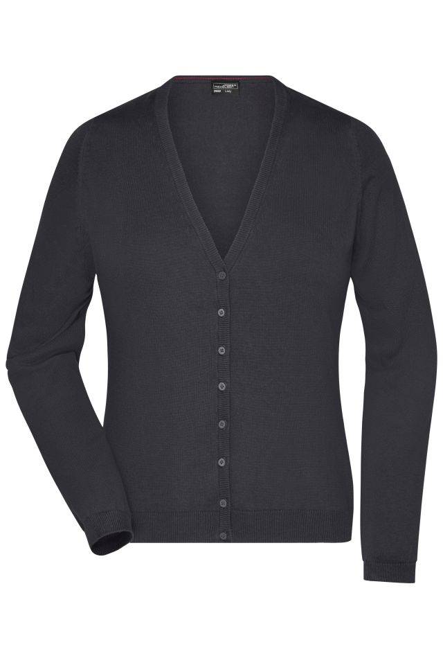 Ladies' V-Neck Cardigan Klassische Baumwoll-Strickjacke schwarz, Gr. S