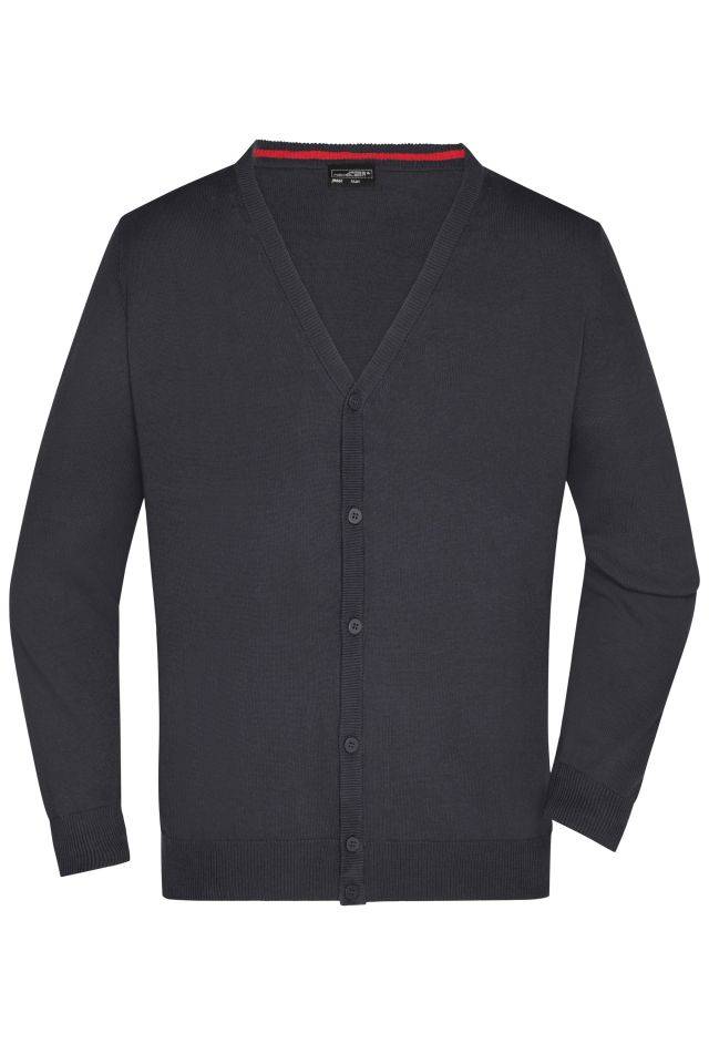 Men's V-Neck Cardigan Klassische Baumwoll-Strickjacke schwarz, Gr. 3XL