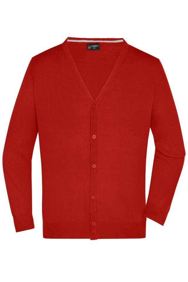 Men's V-Neck Cardigan Klassische Baumwoll-Strickjacke rot/weinrot, Gr. M