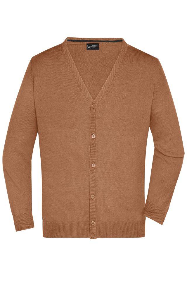 Men's V-Neck Cardigan Klassische Baumwoll-Strickjacke braun, Gr. XL