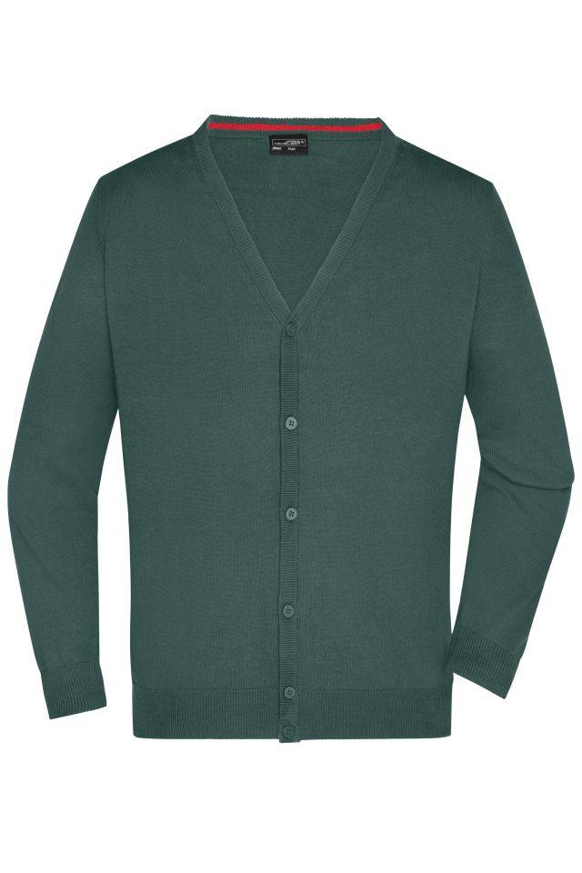 Men's V-Neck Cardigan Klassische Baumwoll-Strickjacke grün, Gr. XL