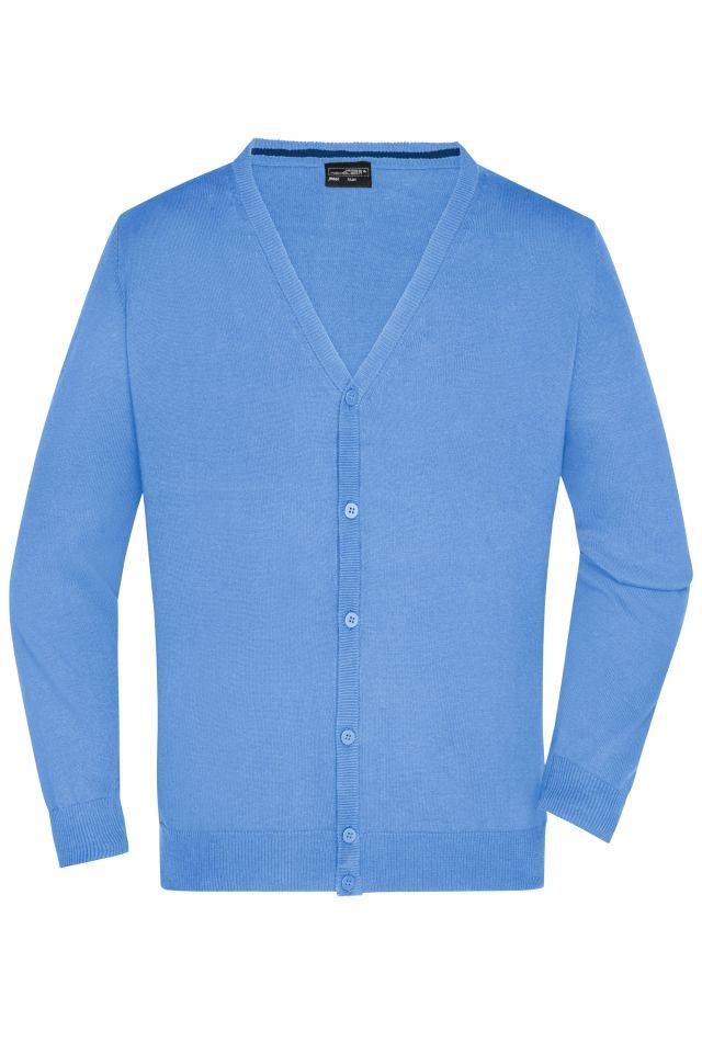 Men's V-Neck Cardigan Klassische Baumwoll-Strickjacke blau, Gr. S