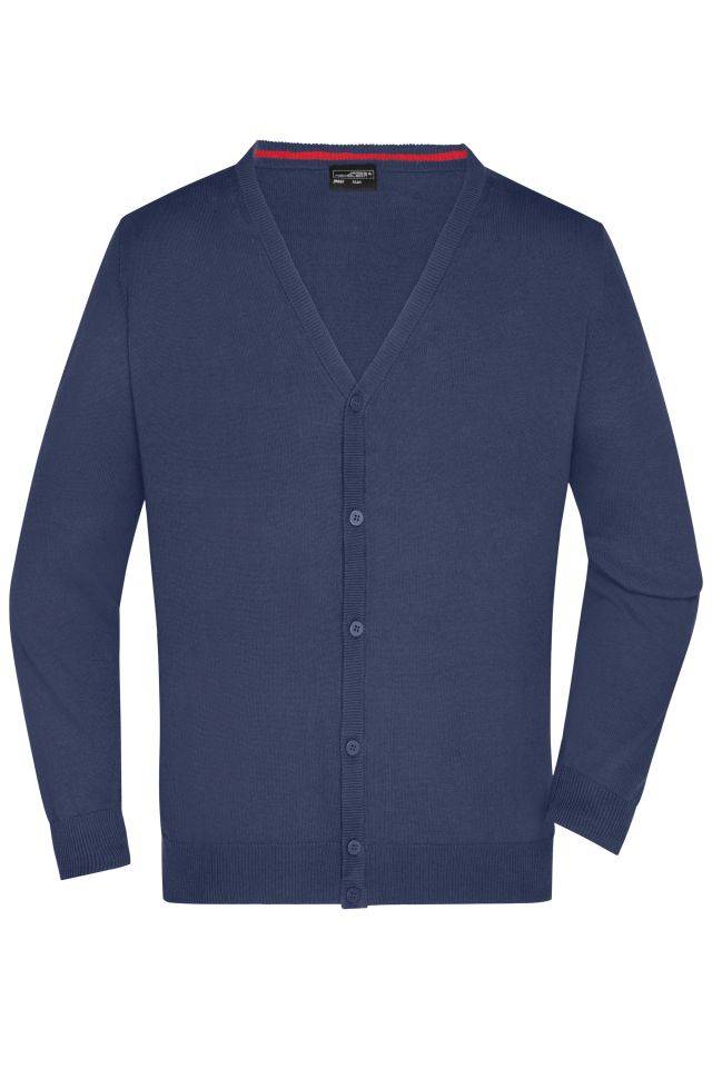 Men's V-Neck Cardigan Klassische Baumwoll-Strickjacke blau, Gr. L