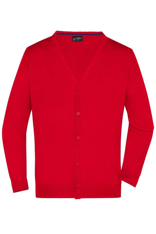 Men's V-Neck Cardigan Klassische Baumwoll-Strickjacke rot, Gr. S