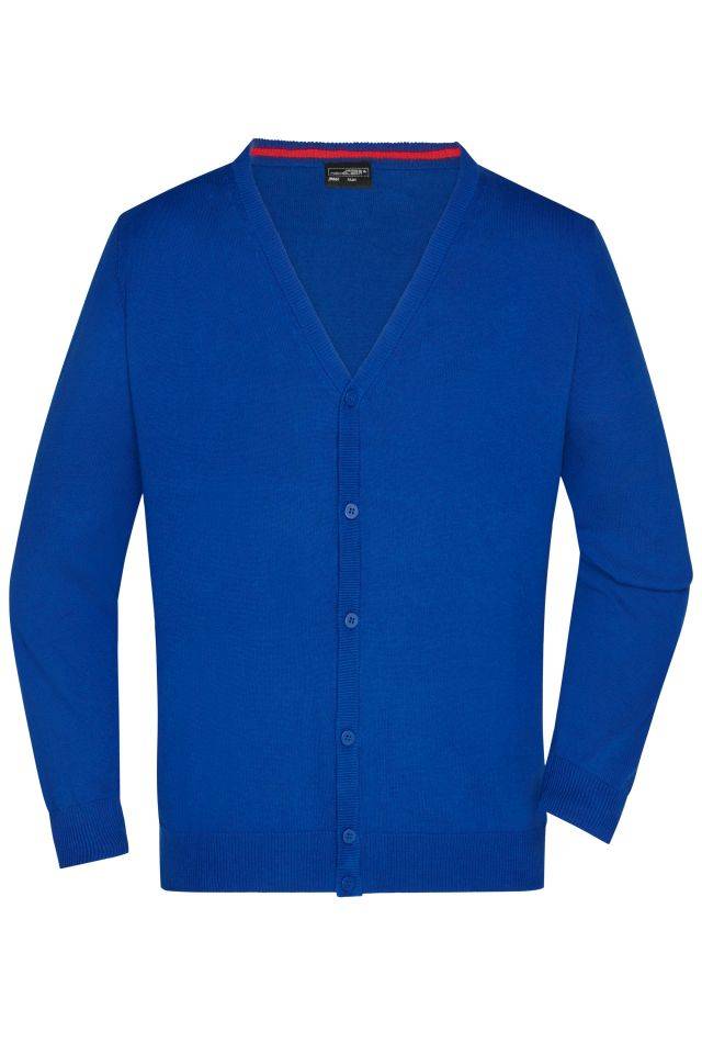 Men's V-Neck Cardigan Klassische Baumwoll-Strickjacke blau, Gr. S