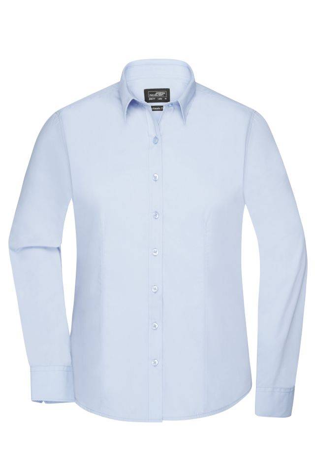 Ladies' Shirt Longsleeve Poplin Klassisches Shirt aus pflegeleichtem Mischgewebe blau, Gr. M