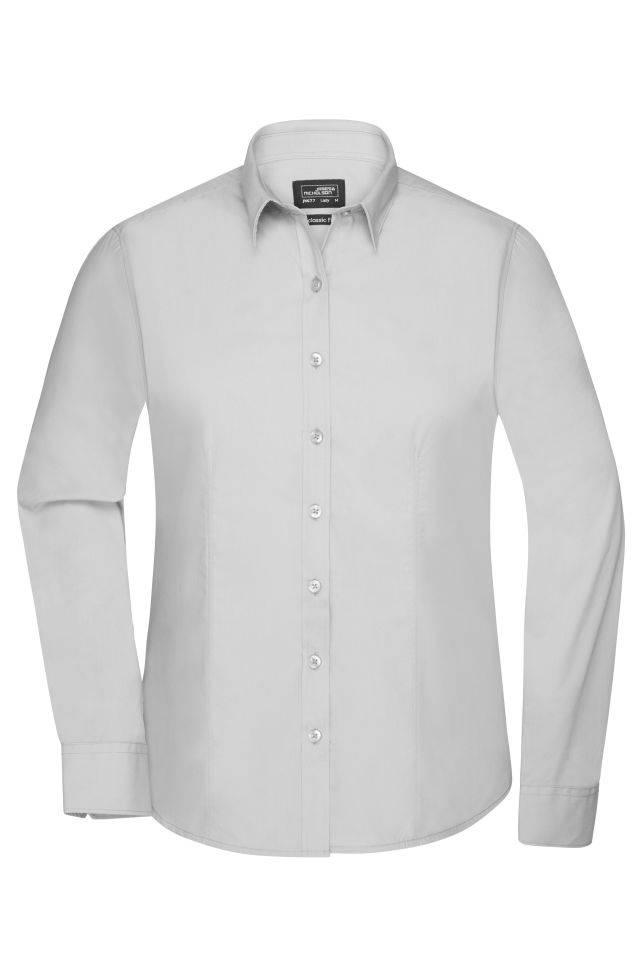 Ladies' Shirt Longsleeve Poplin Klassisches Shirt aus pflegeleichtem Mischgewebe grau, Gr. XS