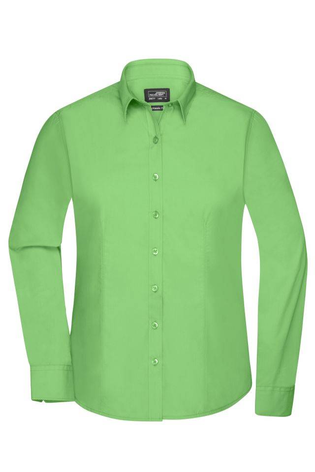 Ladies' Shirt Longsleeve Poplin Klassisches Shirt aus pflegeleichtem Mischgewebe grün, Gr. XL