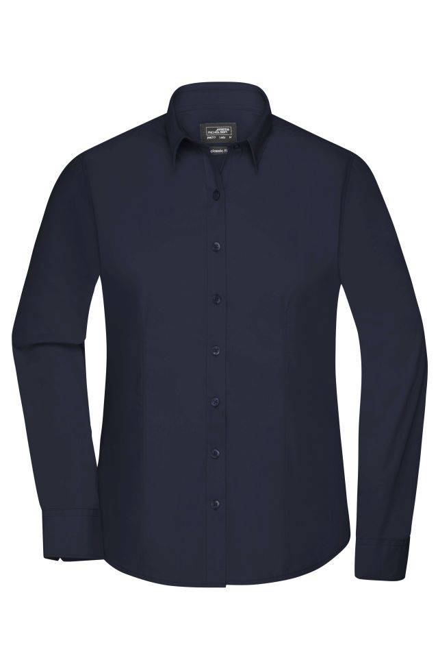 Ladies' Shirt Longsleeve Poplin Klassisches Shirt aus pflegeleichtem Mischgewebe blau, Gr. 3XL