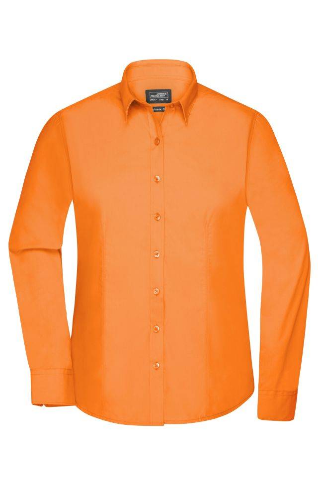 Ladies' Shirt Longsleeve Poplin Klassisches Shirt aus pflegeleichtem Mischgewebe orange, Gr. M