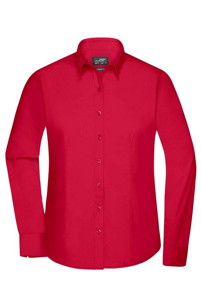 Ladies' Shirt Longsleeve Poplin Klassisches Shirt aus pflegeleichtem Mischgewebe rot, Gr. 3XL