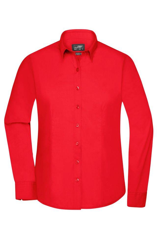 Ladies' Shirt Longsleeve Poplin Klassisches Shirt aus pflegeleichtem Mischgewebe rot, Gr. XS