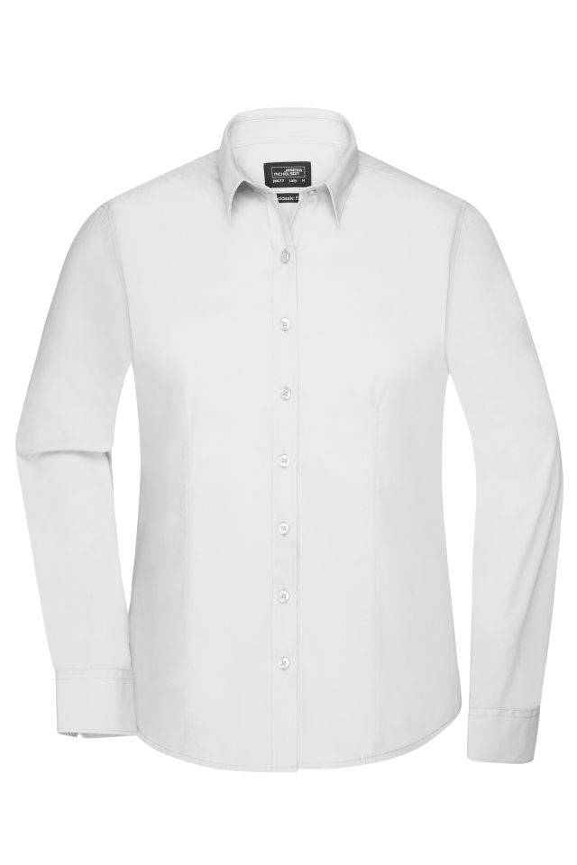 Ladies' Shirt Longsleeve Poplin Klassisches Shirt aus pflegeleichtem Mischgewebe weiß, Gr. L