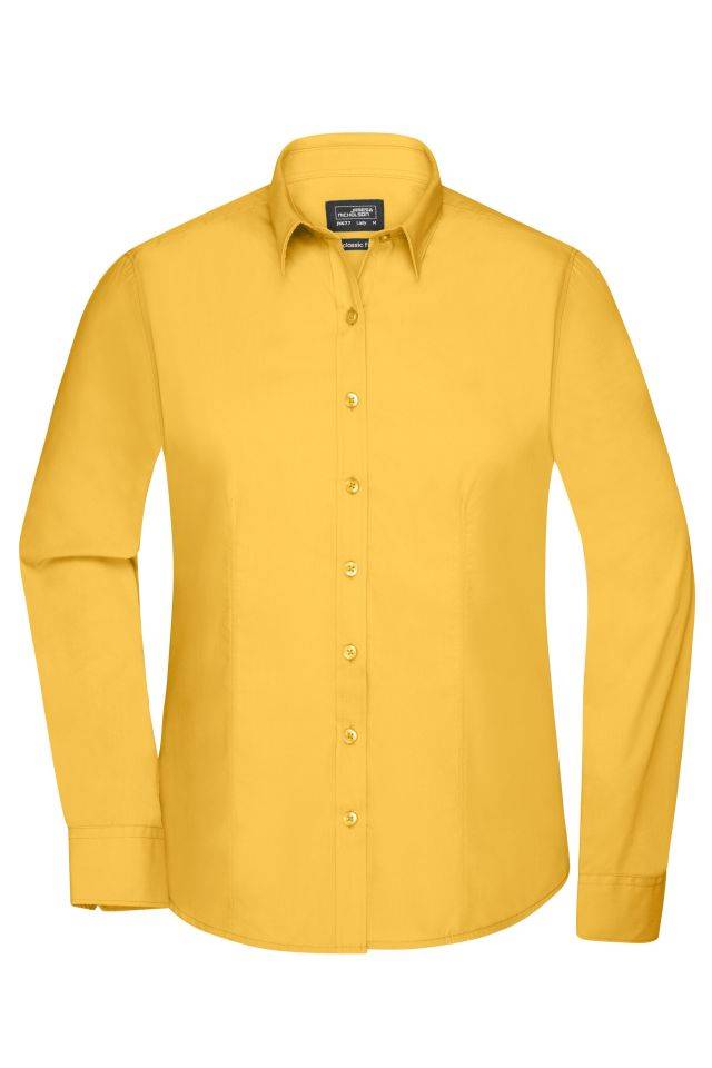 Ladies' Shirt Longsleeve Poplin Klassisches Shirt aus pflegeleichtem Mischgewebe gelb, Gr. L