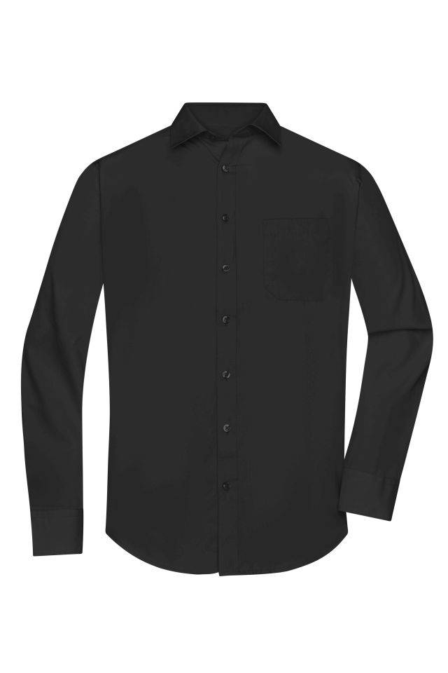 Men's Shirt Longsleeve Poplin Klassisches Shirt aus pflegeleichtem Mischgewebe schwarz, Gr. M