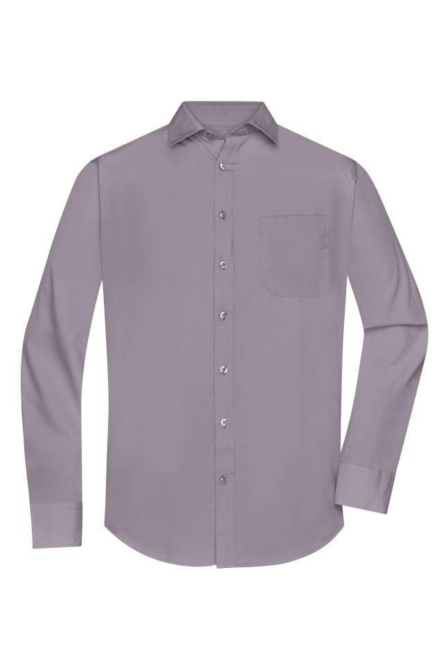 Men's Shirt Longsleeve Poplin Klassisches Shirt aus pflegeleichtem Mischgewebe grau, Gr. XXL