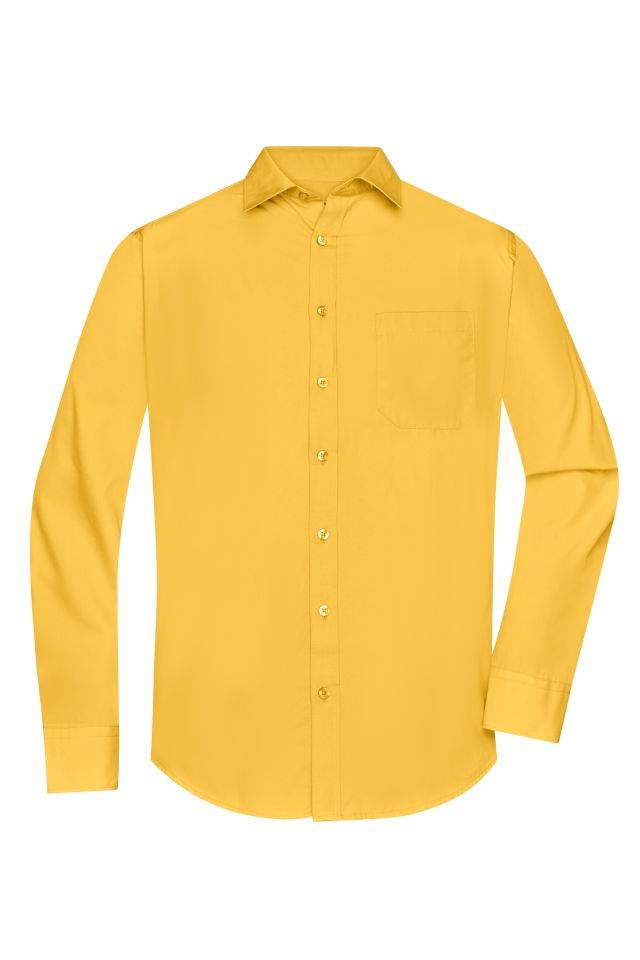 Men's Shirt Longsleeve Poplin Klassisches Shirt aus pflegeleichtem Mischgewebe gelb, Gr. 4XL