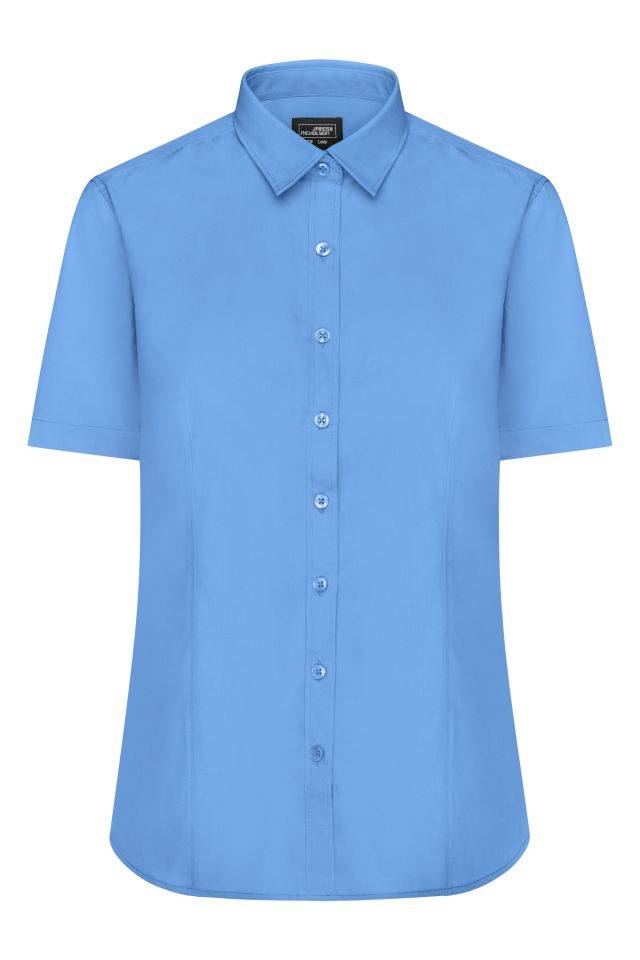 Ladies' Shirt Shortsleeve Poplin Klassisches Shirt aus pflegeleichtem Mischgewebe blau, Gr. L