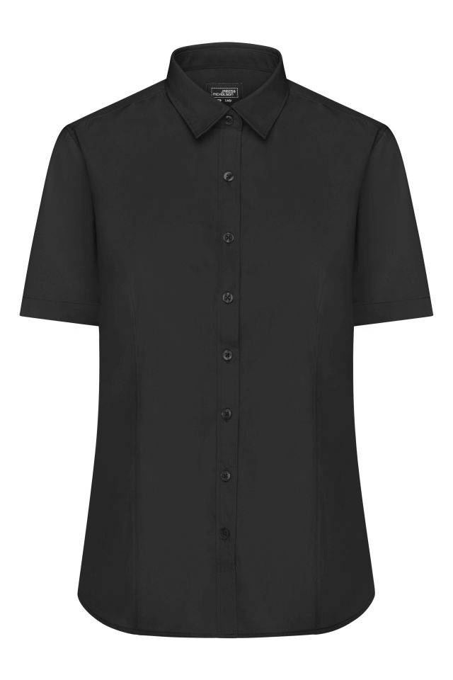 Ladies' Shirt Shortsleeve Poplin Klassisches Shirt aus pflegeleichtem Mischgewebe schwarz, Gr. M