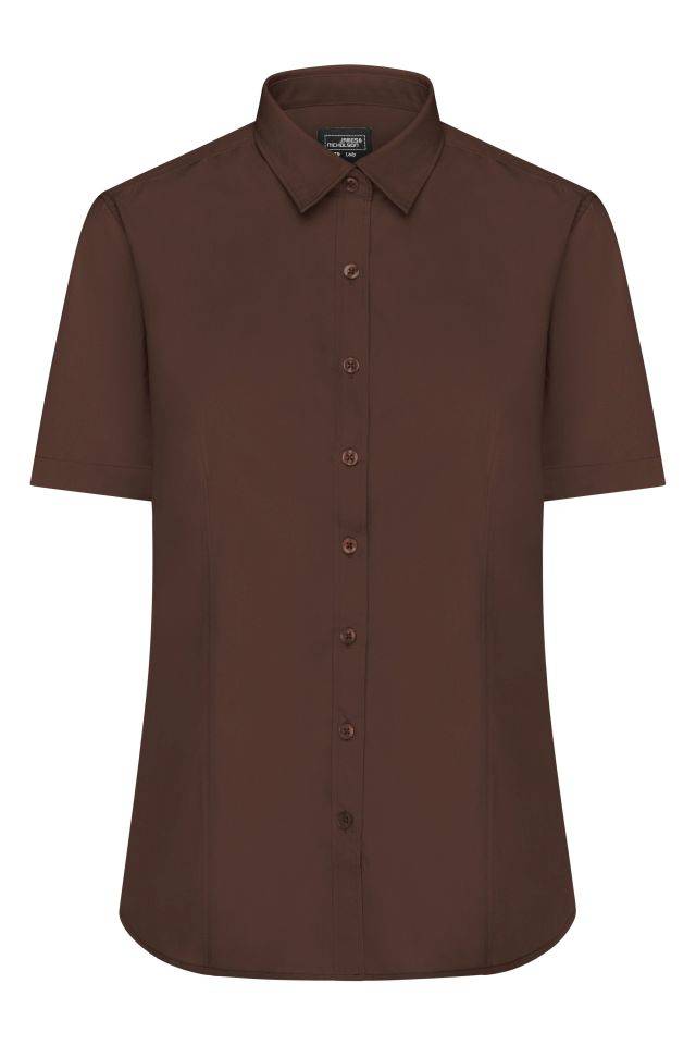 Ladies' Shirt Shortsleeve Poplin Klassisches Shirt aus pflegeleichtem Mischgewebe braun, Gr. XS