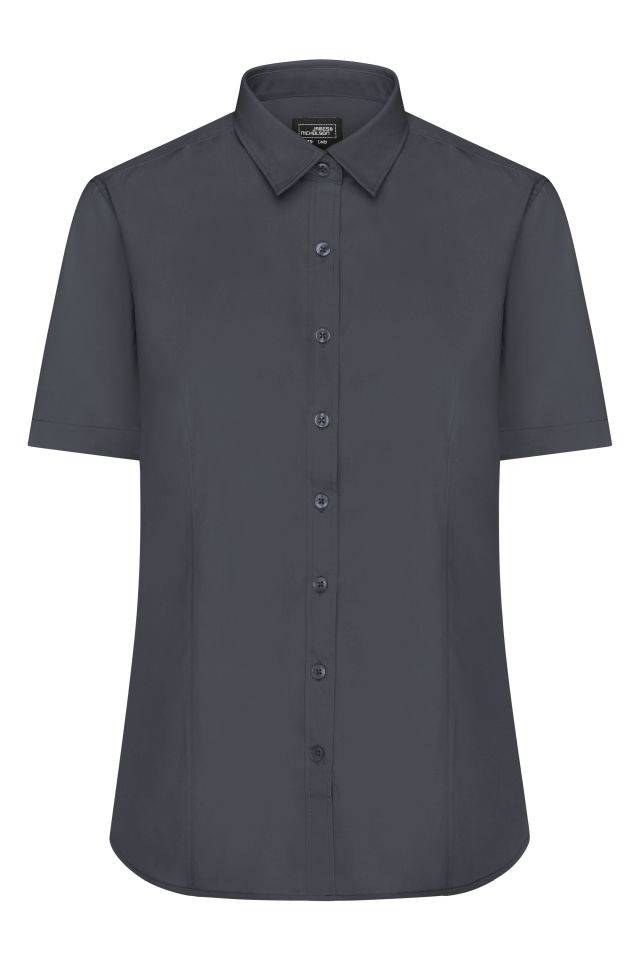 Ladies' Shirt Shortsleeve Poplin Klassisches Shirt aus pflegeleichtem Mischgewebe grau, Gr. XS