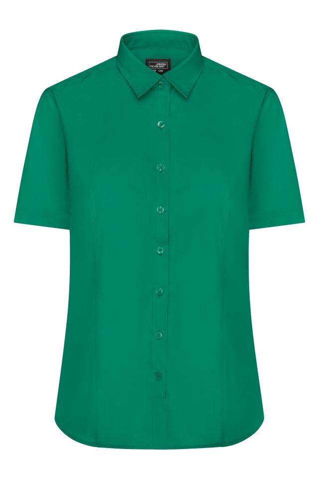 Ladies' Shirt Shortsleeve Poplin Klassisches Shirt aus pflegeleichtem Mischgewebe grün, Gr. M