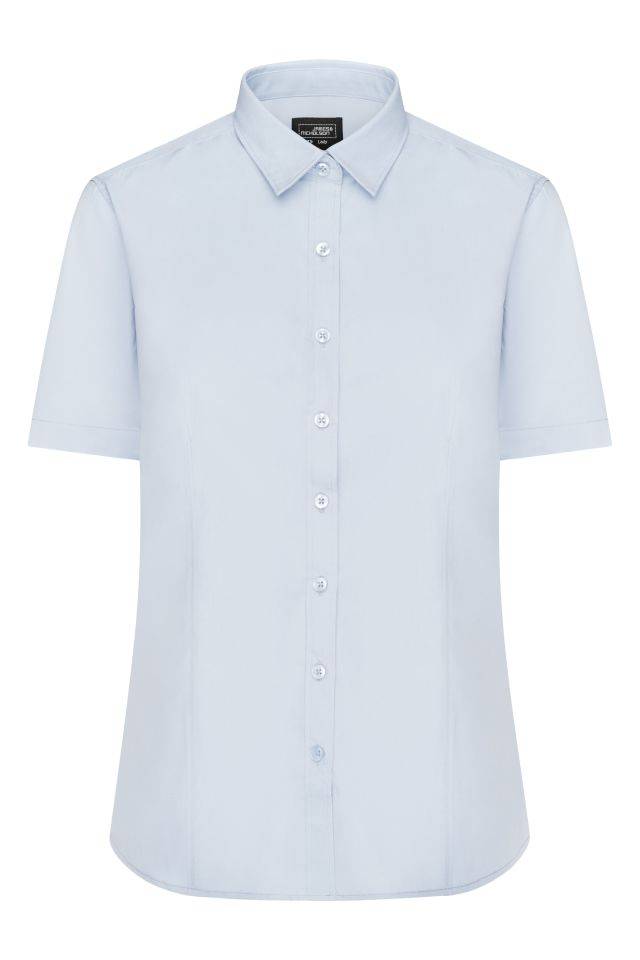 Ladies' Shirt Shortsleeve Poplin Klassisches Shirt aus pflegeleichtem Mischgewebe blau, Gr. L