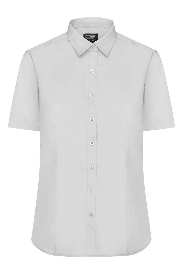 Ladies' Shirt Shortsleeve Poplin Klassisches Shirt aus pflegeleichtem Mischgewebe grau, Gr. L