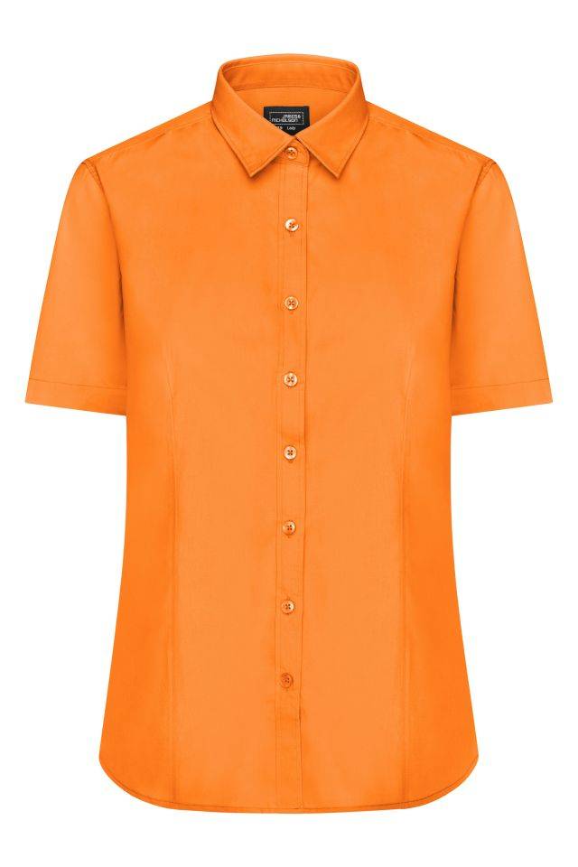 Ladies' Shirt Shortsleeve Poplin Klassisches Shirt aus pflegeleichtem Mischgewebe orange, Gr. L
