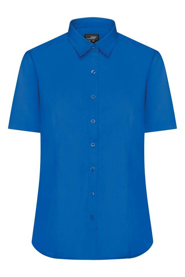 Ladies' Shirt Shortsleeve Poplin Klassisches Shirt aus pflegeleichtem Mischgewebe blau, Gr. 3XL