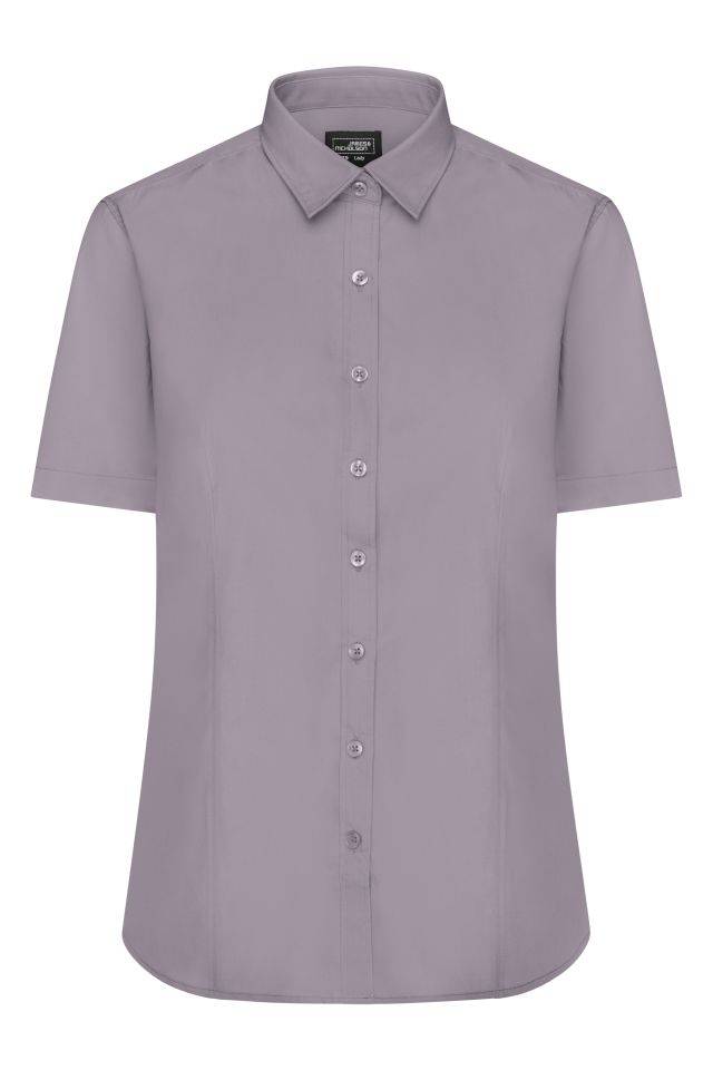 Ladies' Shirt Shortsleeve Poplin Klassisches Shirt aus pflegeleichtem Mischgewebe grau, Gr. XXL