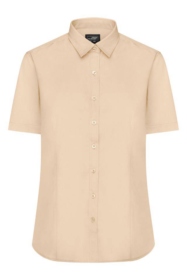 Ladies' Shirt Shortsleeve Poplin Klassisches Shirt aus pflegeleichtem Mischgewebe braun/grau, Gr. XS