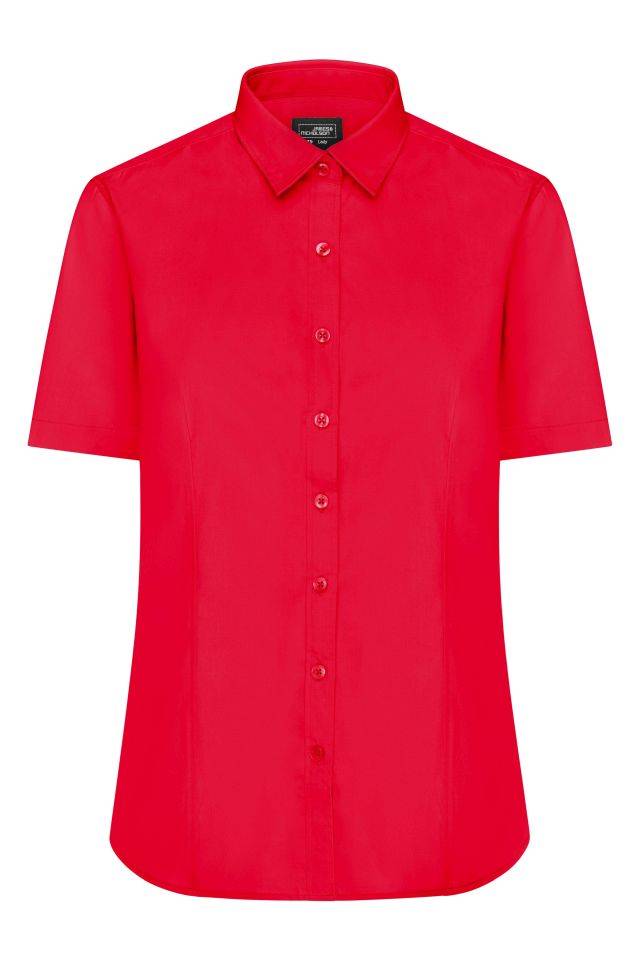 Ladies' Shirt Shortsleeve Poplin Klassisches Shirt aus pflegeleichtem Mischgewebe rot, Gr. M
