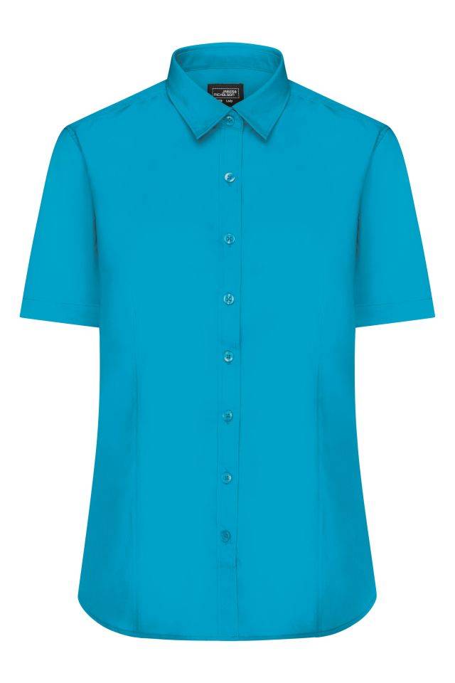 Ladies' Shirt Shortsleeve Poplin Klassisches Shirt aus pflegeleichtem Mischgewebe blau, Gr. M