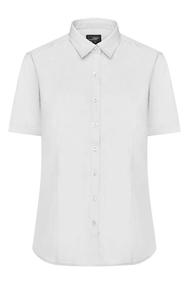 Ladies' Shirt Shortsleeve Poplin Klassisches Shirt aus pflegeleichtem Mischgewebe weiß, Gr. L