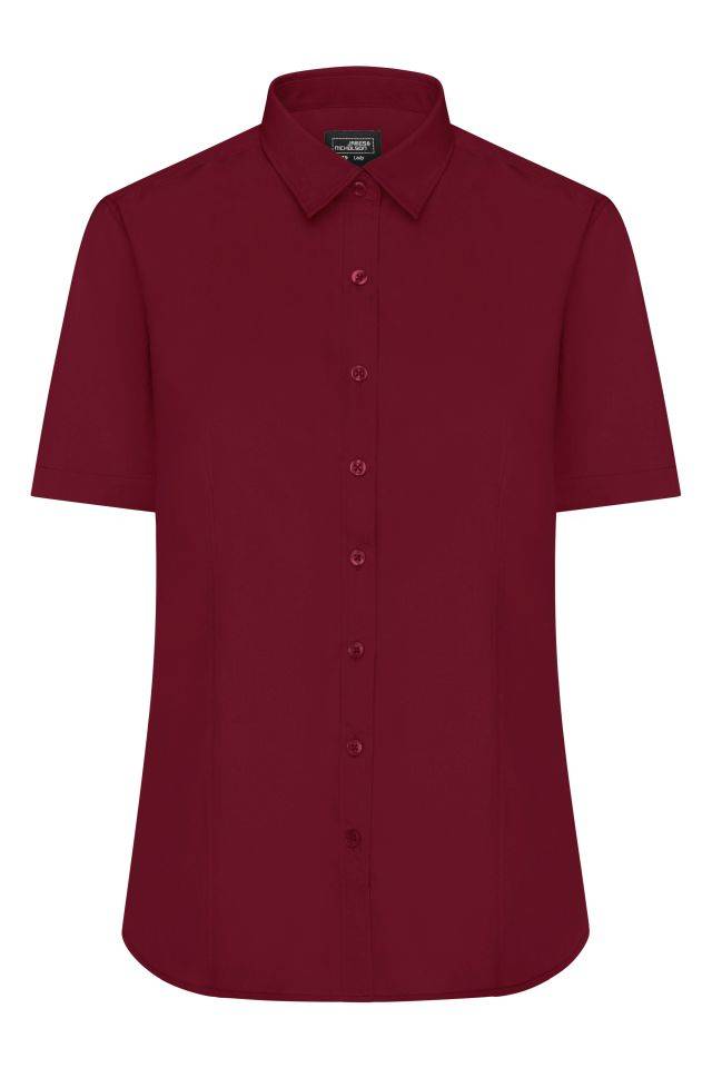 Ladies' Shirt Shortsleeve Poplin Klassisches Shirt aus pflegeleichtem Mischgewebe rot/weinrot, Gr. XXL