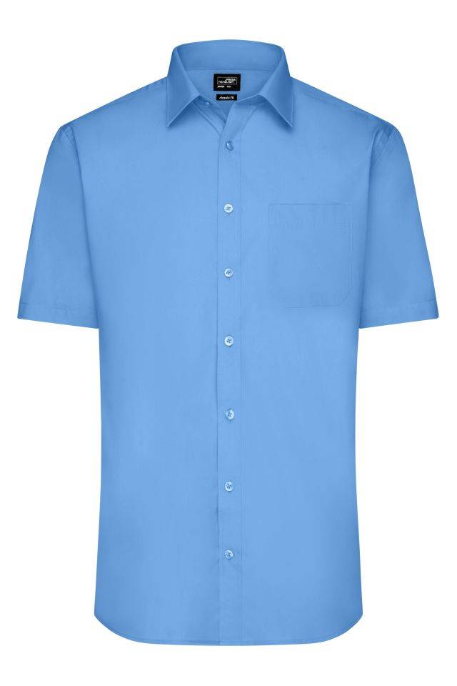Men's Shirt Shortsleeve Poplin Klassisches Shirt aus pflegeleichtem Mischgewebe blau, Gr. 4XL