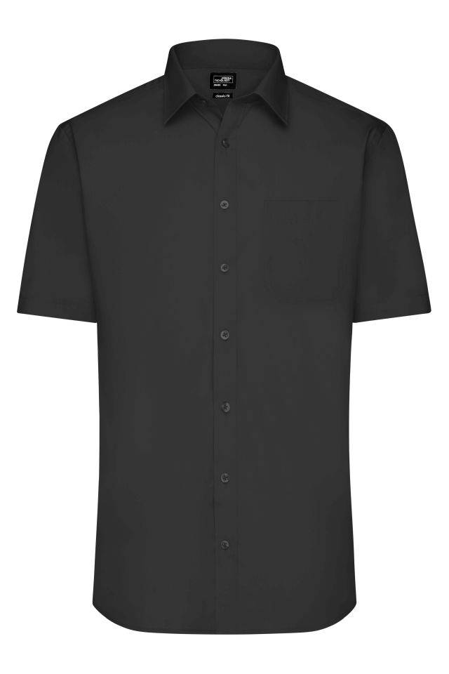 Men's Shirt Shortsleeve Poplin Klassisches Shirt aus pflegeleichtem Mischgewebe schwarz, Gr. XL