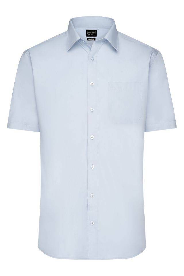 Men's Shirt Shortsleeve Poplin Klassisches Shirt aus pflegeleichtem Mischgewebe blau, Gr. 4XL