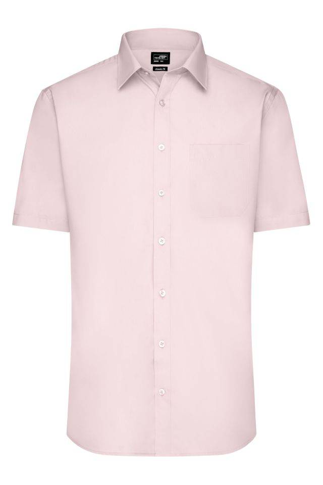 Men's Shirt Shortsleeve Poplin Klassisches Shirt aus pflegeleichtem Mischgewebe pink, Gr. S