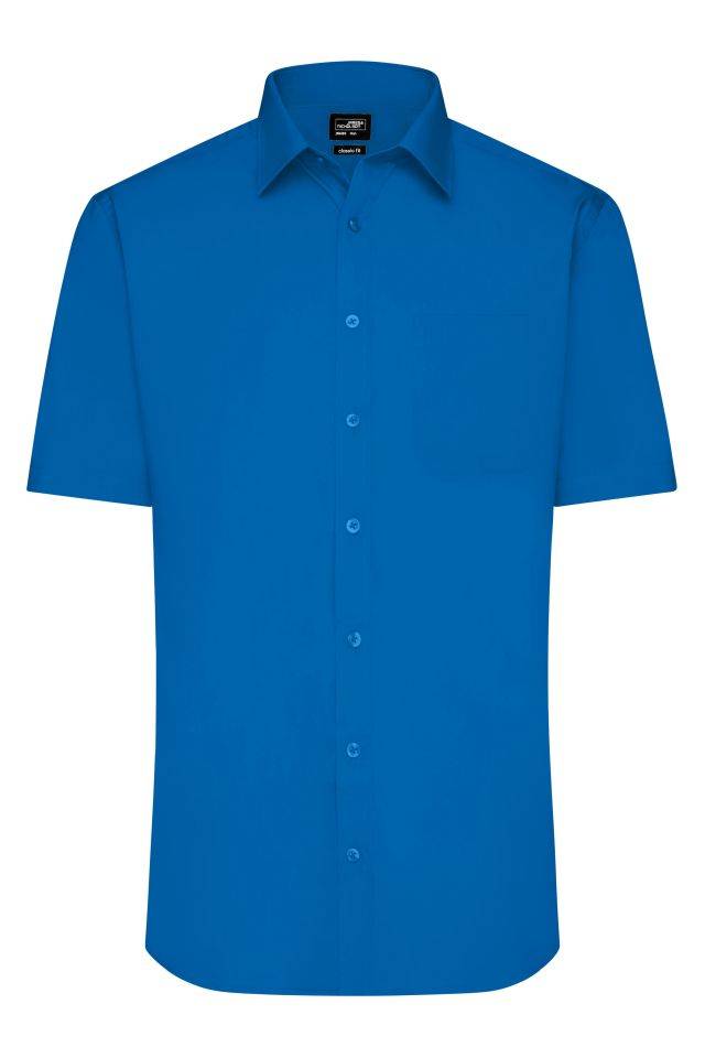 Men's Shirt Shortsleeve Poplin Klassisches Shirt aus pflegeleichtem Mischgewebe blau, Gr. L